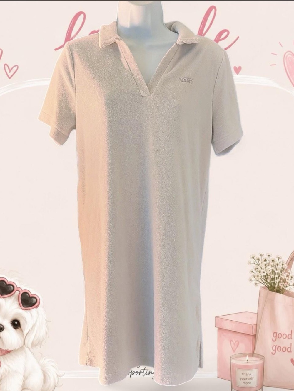 Vans Lavander Short-Sleeve Polo Terry Dress